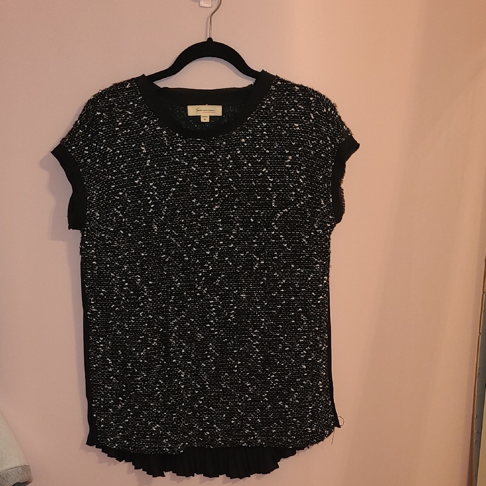 Elegant Black and White Textured Blouse